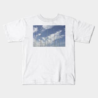 Yacht masts at Brancaster Staithe, Norfolk, UK Kids T-Shirt